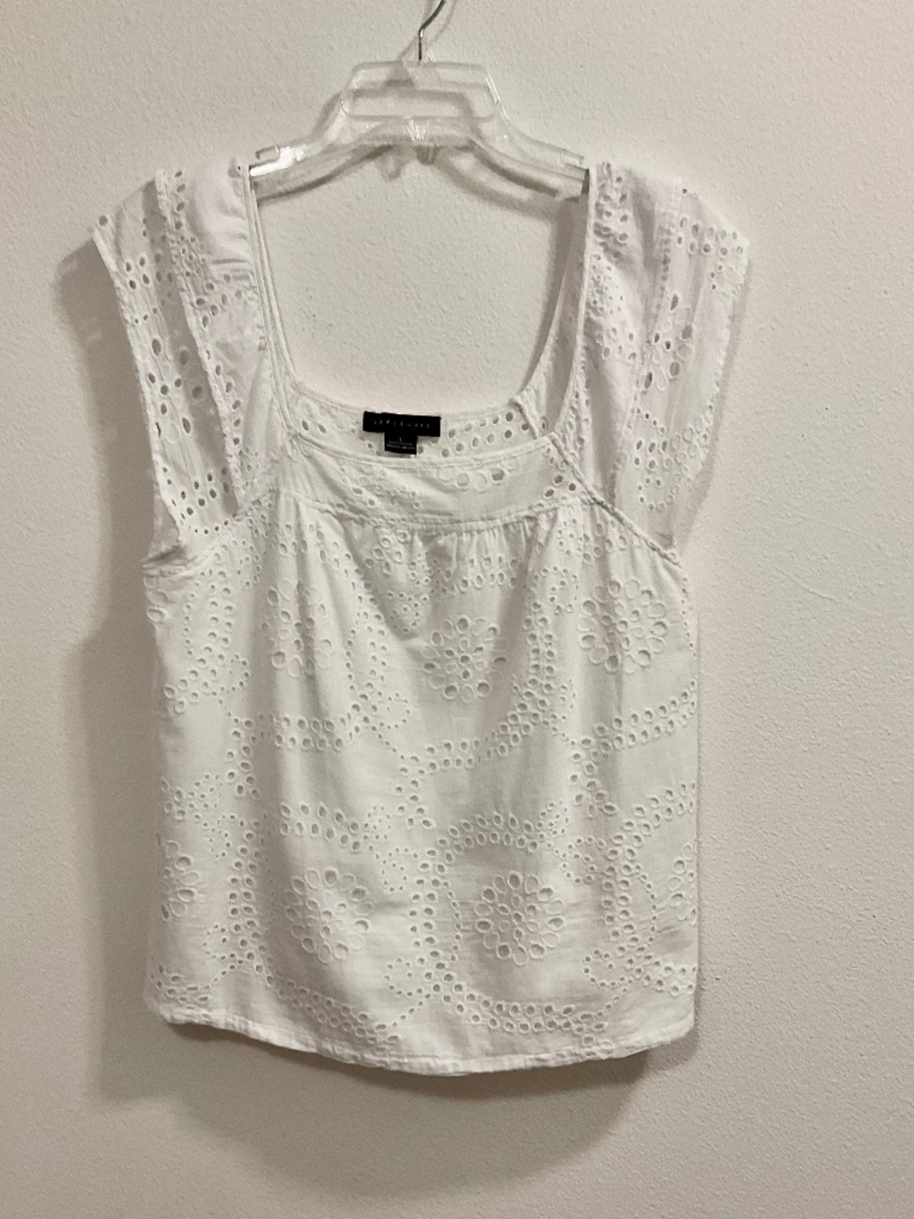 "Sanctuary" Cotton Bright Wht Embroidered Eyelet Lined Cami Top Top Sz Lg
